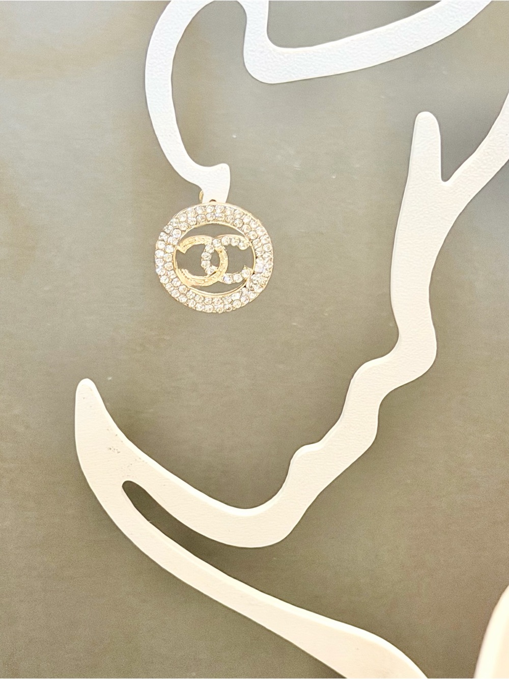 CC Gold Crystal Round Pendant Pair of Earrings-